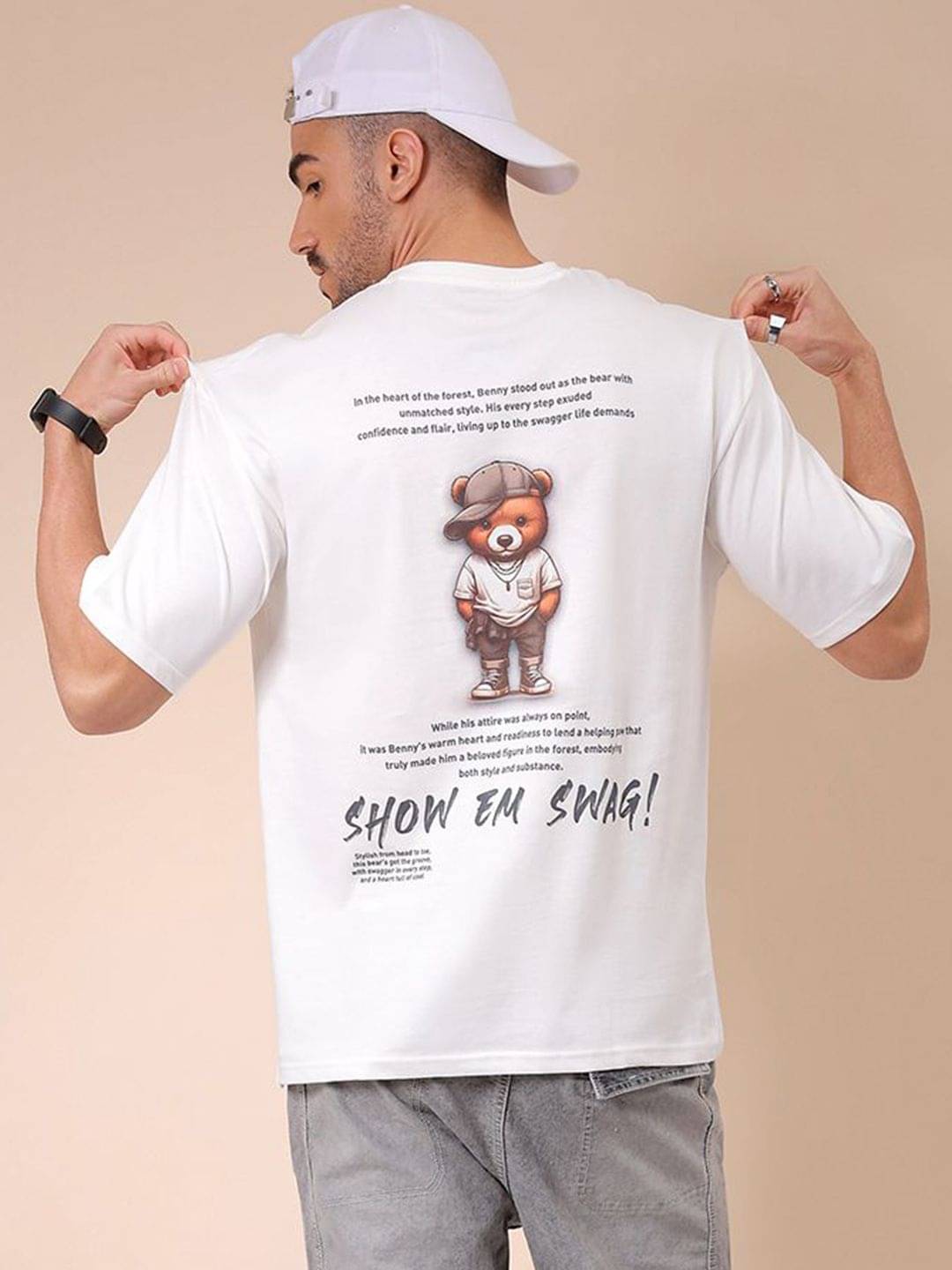     			The Indian Garage Co. Cotton Relaxed Fit Printed Half Sleeves Men's Round T-Shirt - White ( Pack of 1 )