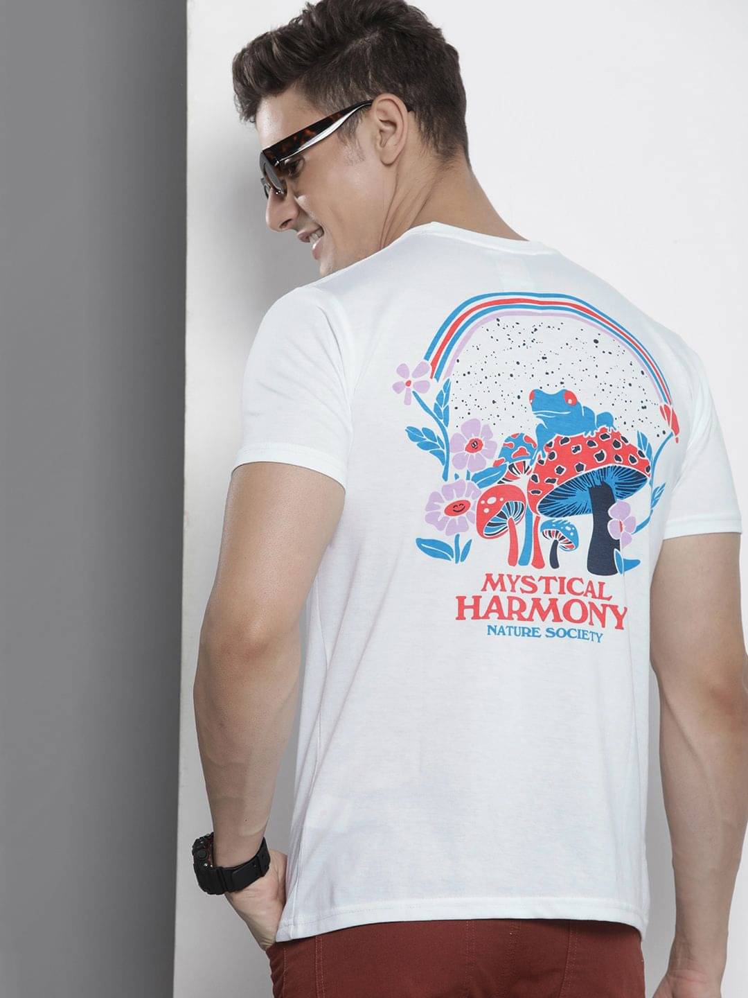     			The Indian Garage Co. Cotton Blend Regular Fit Printed Half Sleeves Men's Round T-Shirt - White ( Pack of 1 )