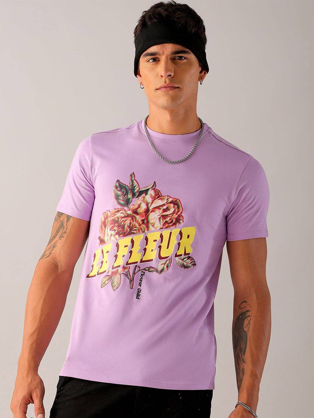 The Indian Garage Co. Cotton Slim Fit Printed Half Sleeves Men's Round T-Shirt - Purple ( Pack of 1 )     			The Indian Garage Co. Cotton Slim Fit Printed Half Sleeves Men's Round T-Shirt - Purple ( Pack of 1 )