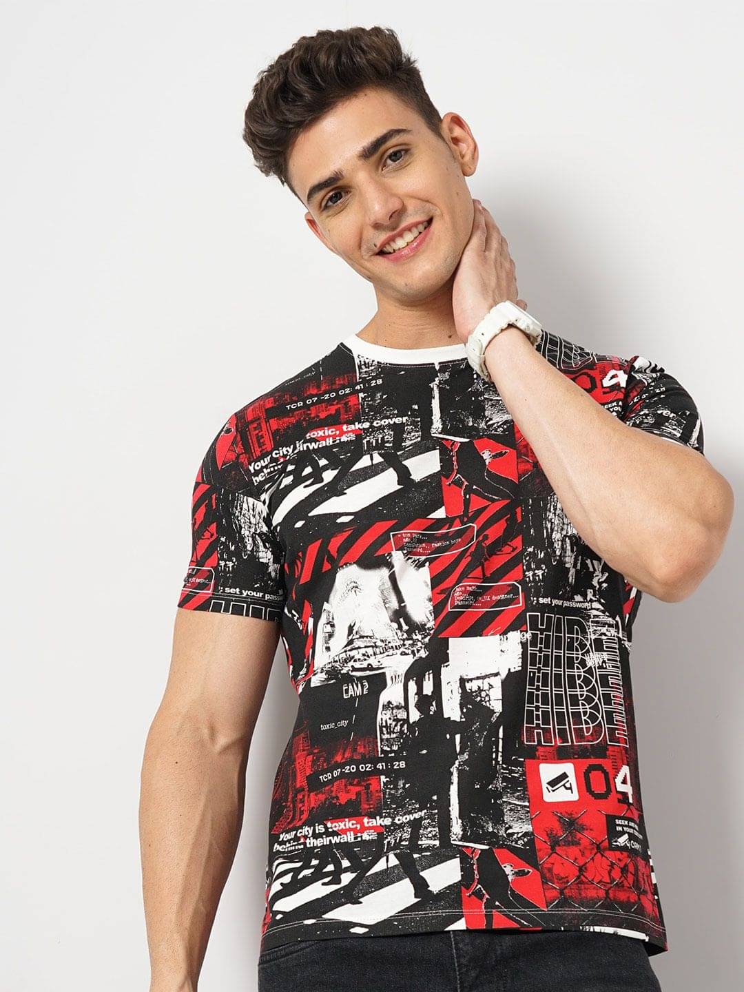 The Indian Garage Co. Cotton Blend Regular Fit Printed Half Sleeves Men's Round T-Shirt - Red ( Pack of 1 ) The Indian Garage Co. Cotton Blend Regular Fit Printed Half Sleeves Men's Round T-Shirt - Red ( Pack of 1 )