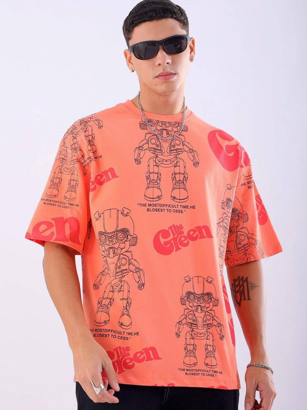 The Indian Garage Co. Cotton Relaxed Fit Printed Half Sleeves Men's Round T-Shirt - Orange ( Pack of 1 )     			The Indian Garage Co. Cotton Relaxed Fit Printed Half Sleeves Men's Round T-Shirt - Orange ( Pack of 1 )