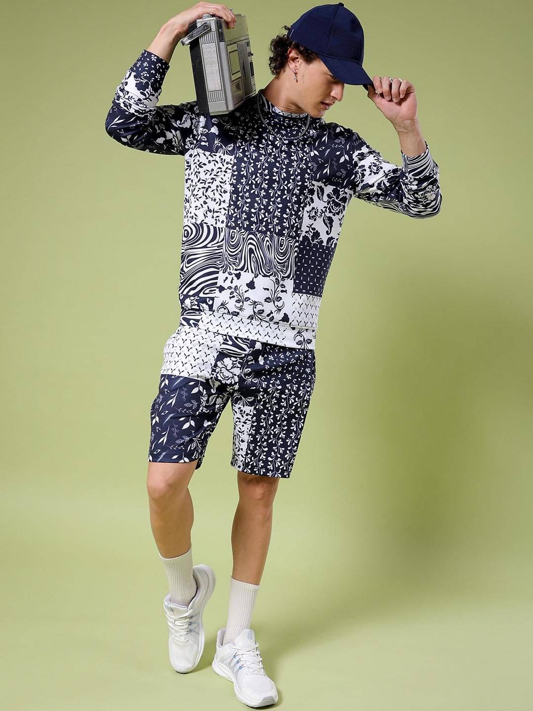     			The Indian Garage Co. Men's Shirt With Shorts Co-Ords Set ( Pack of 1 , Navy Blue )