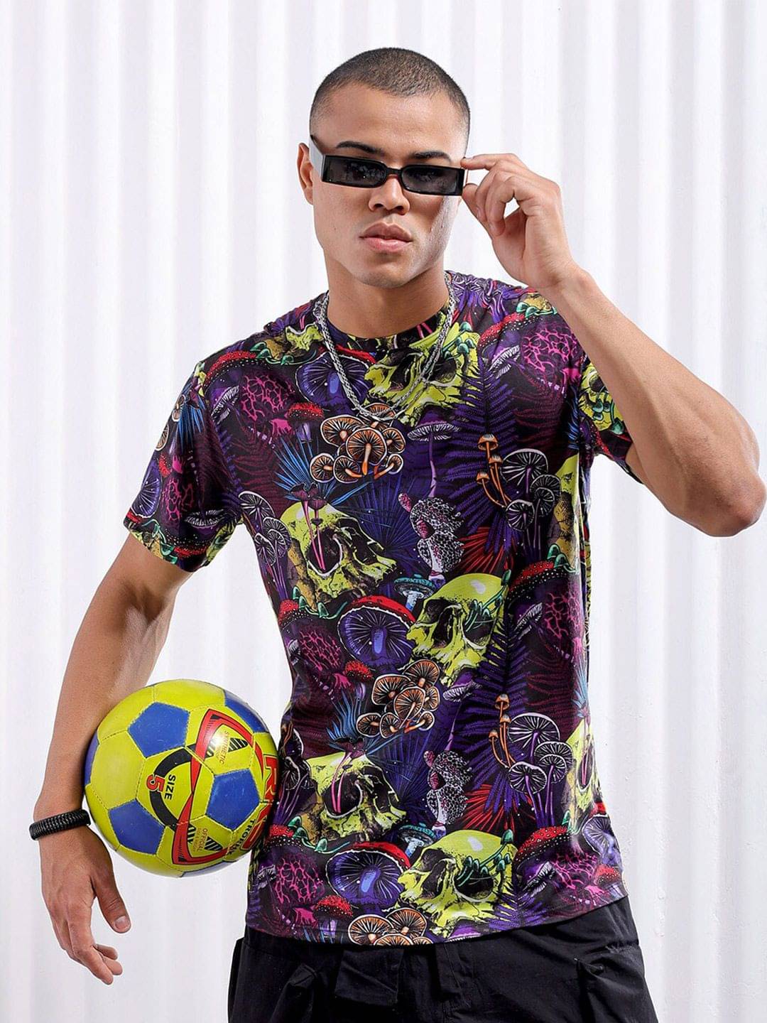 The Indian Garage Co. Polyester Slim Fit Printed Half Sleeves Men's Round T-Shirt - Black ( Pack of 1 )     			The Indian Garage Co. Polyester Slim Fit Printed Half Sleeves Men's Round T-Shirt - Black ( Pack of 1 )