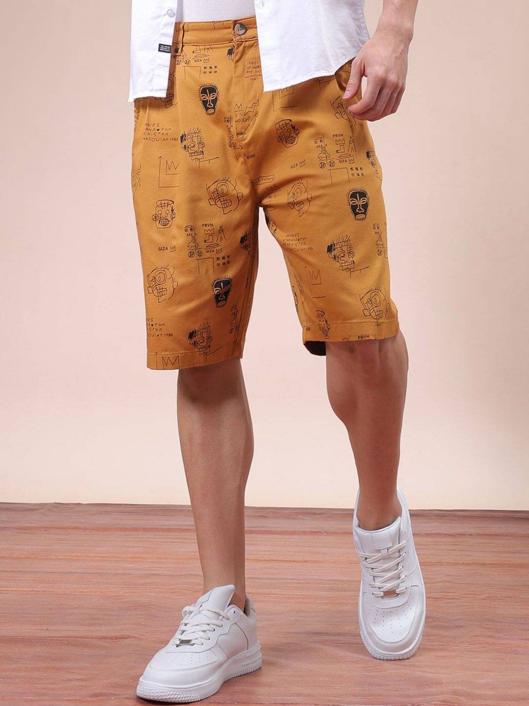 The Indian Garage Co. Tan Cotton Blend Men's Shorts ( Pack of 1 ) The Indian Garage Co. Tan Cotton Blend Men's Shorts ( Pack of 1 )
