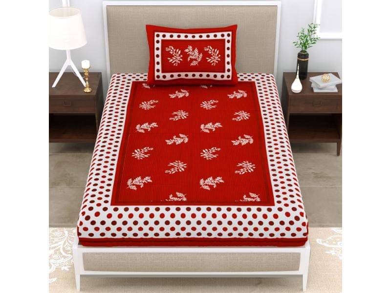 Uniqchoice Cotton 1 Single Bedsheet with 1 Pillow Cover ( Red ) Uniqchoice Cotton 1 Single Bedsheet with 1 Pillow Cover ( Red )