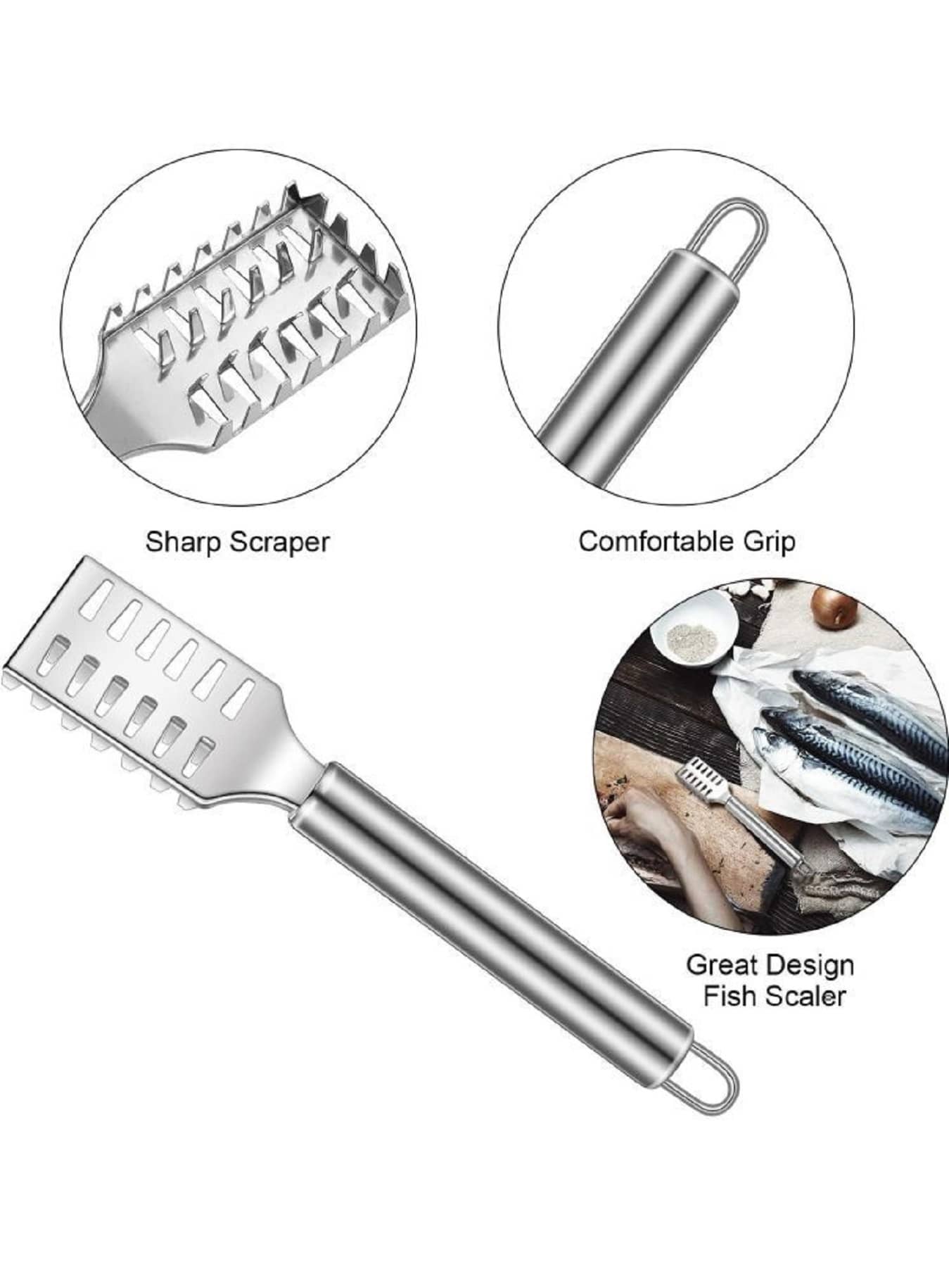 VillWin Silver Stainless Steel Fish Scale Remover Pack of 2 ( Set of 2 )
