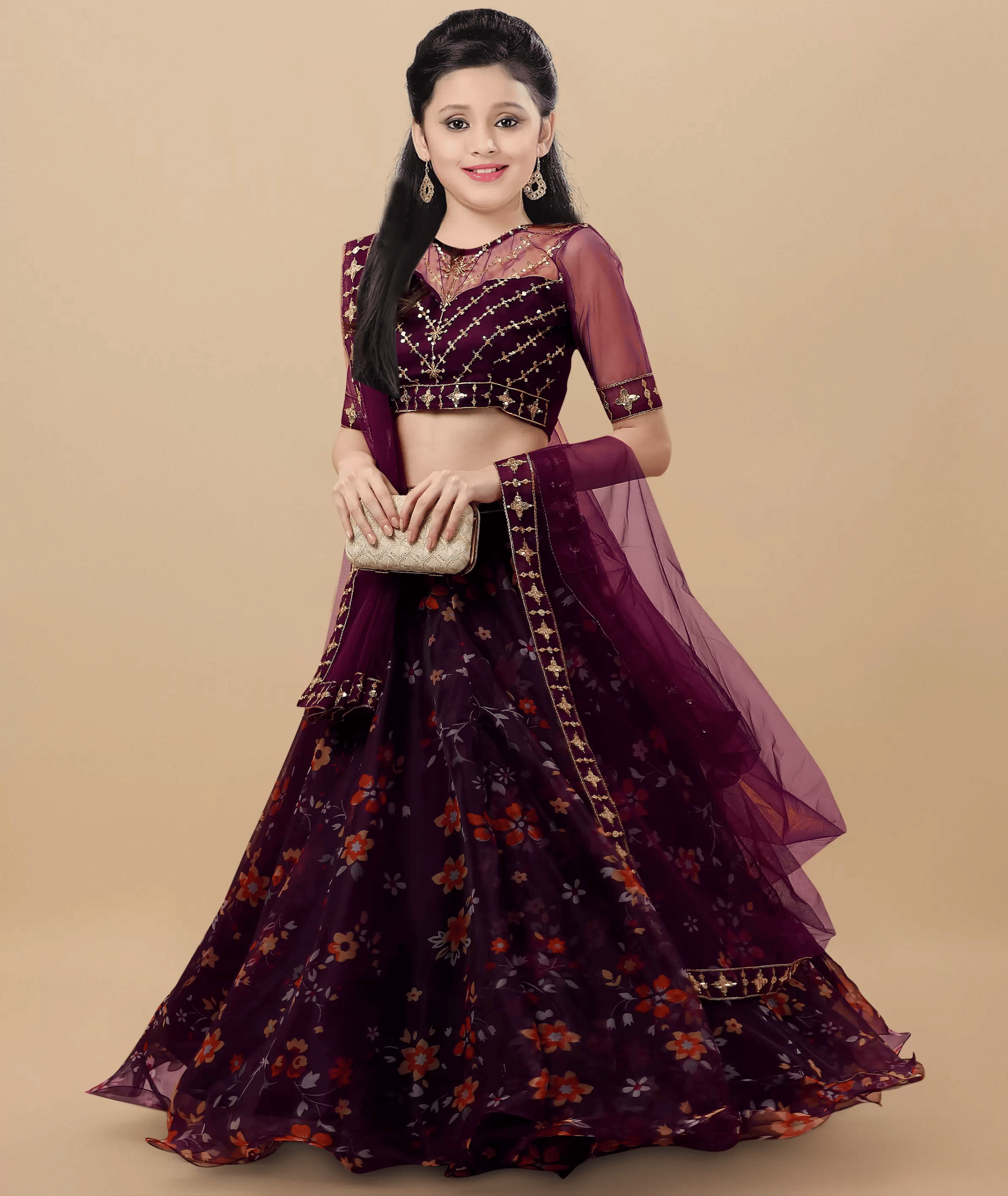 piludi Organza Lehenga Choli Set For Girls ( Pack of 1 , Green )