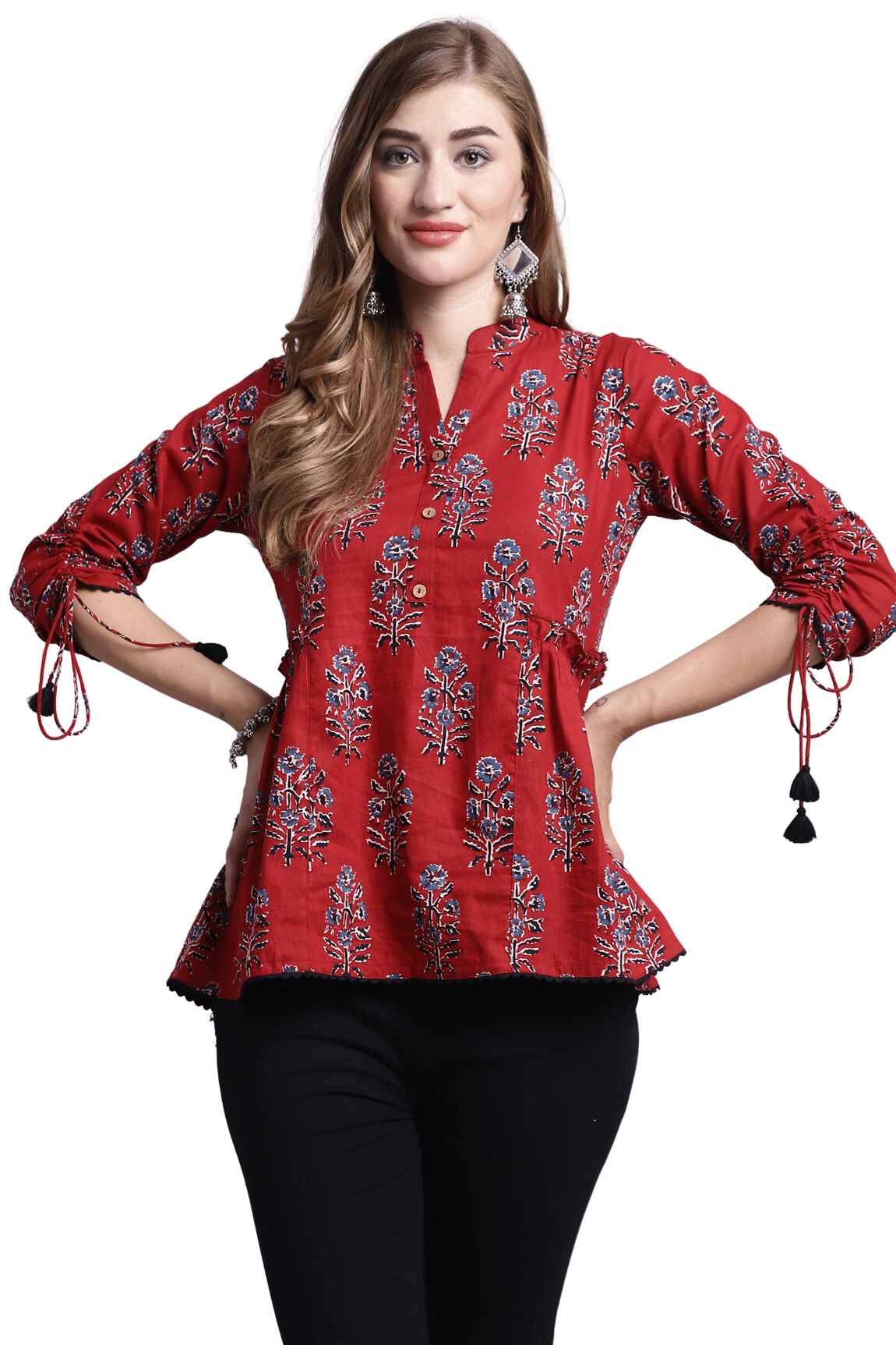 wonder weave Women's Cotton Regular Top ( Maroon )