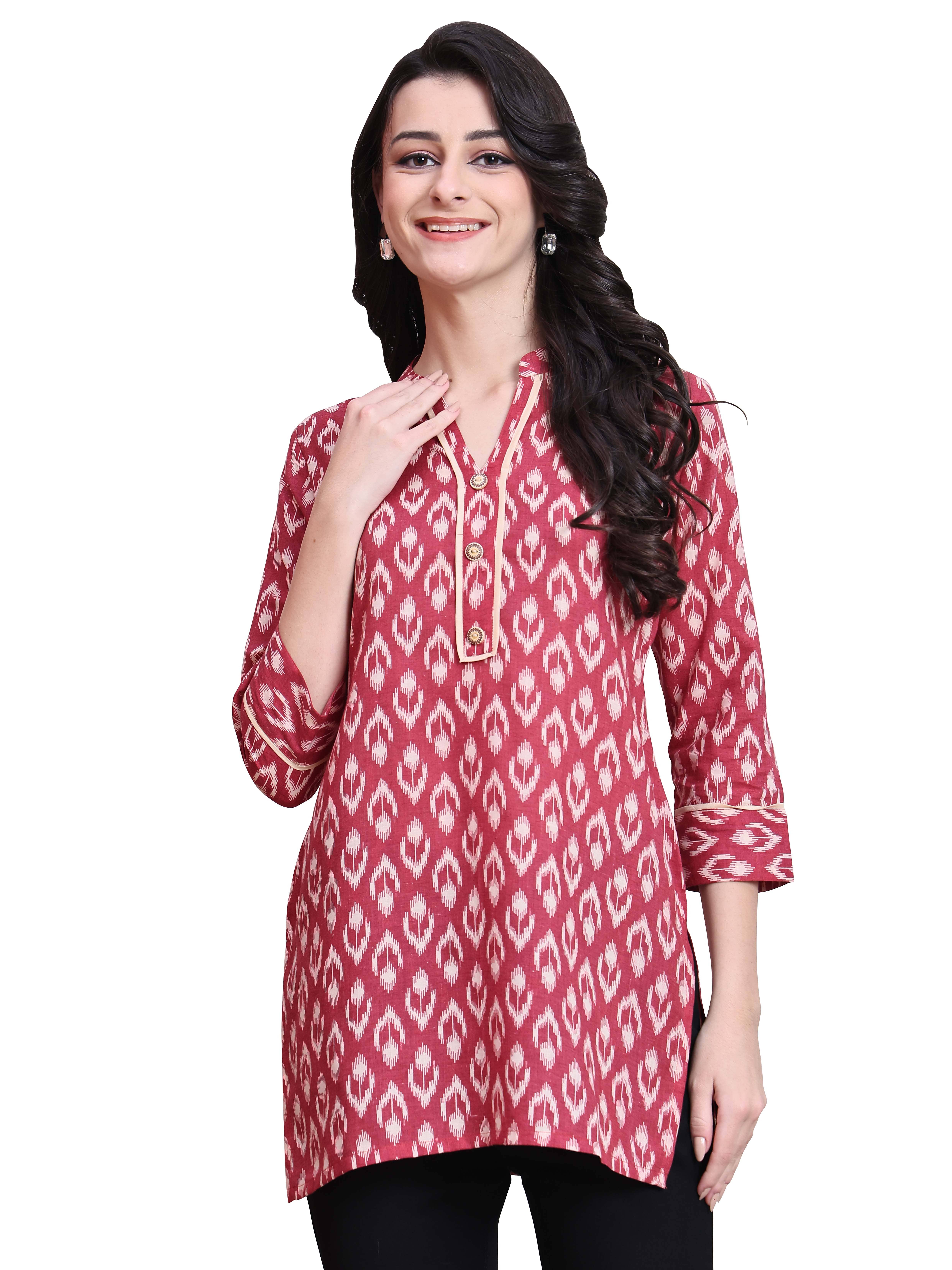 wonder weave Women's Cotton Tunic ( Maroon )
