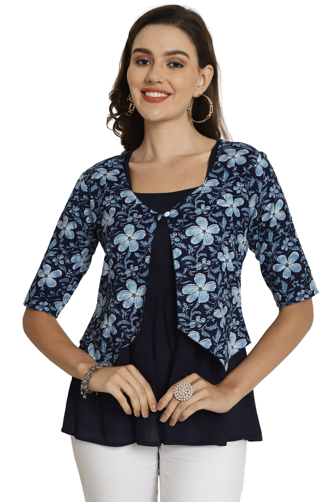 wonder weave Women's Cotton Regular Top ( Navy Blue )     			wonder weave Women's Cotton Regular Top ( Navy Blue )