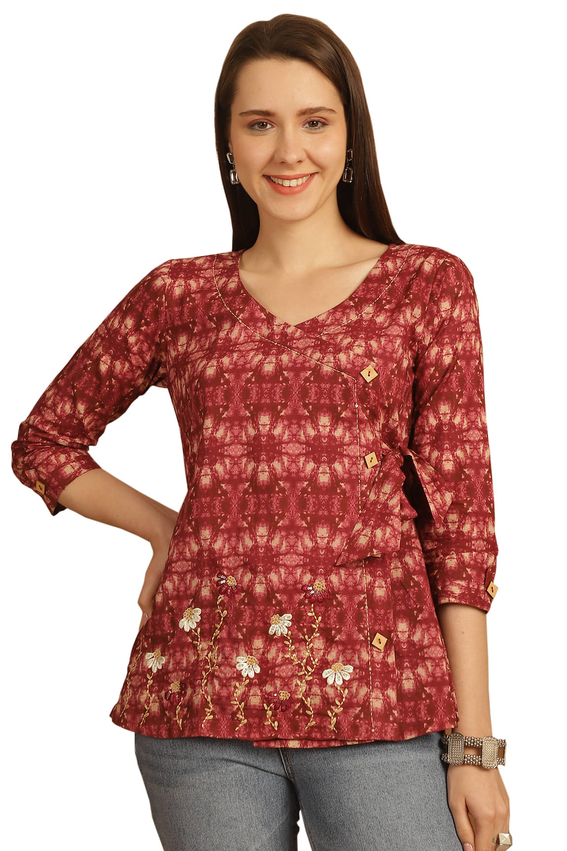 wonder weave Pack of 1 Cotton Printed A-line Women's Kurti - ( Pink ) wonder weave Pack of 1 Cotton Printed A-line Women's Kurti - ( Pink )