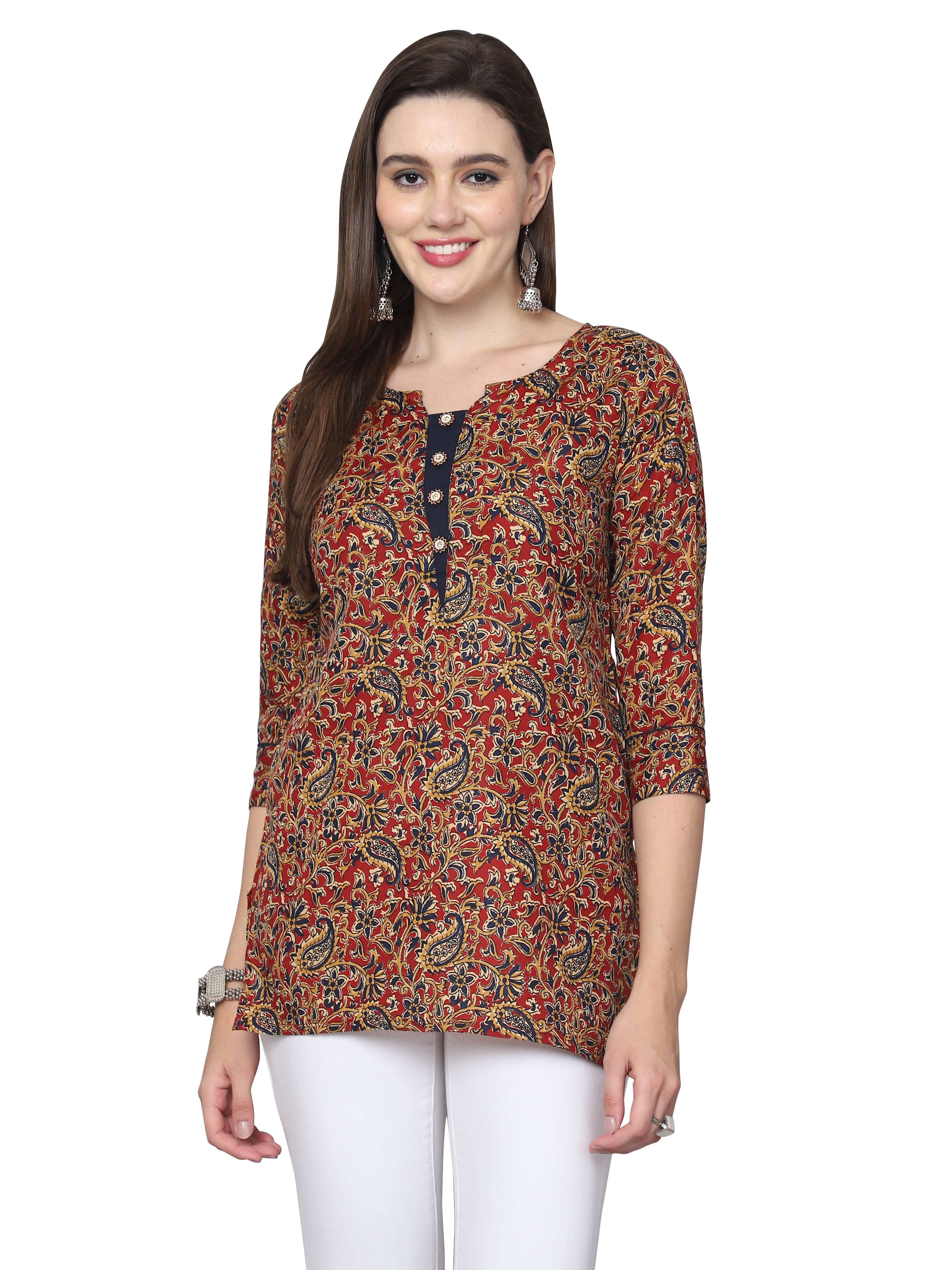 Cotton Blend Short Kurti For Women (Pack of 1) Cotton Blend Short Kurti For Women (Pack of 1)