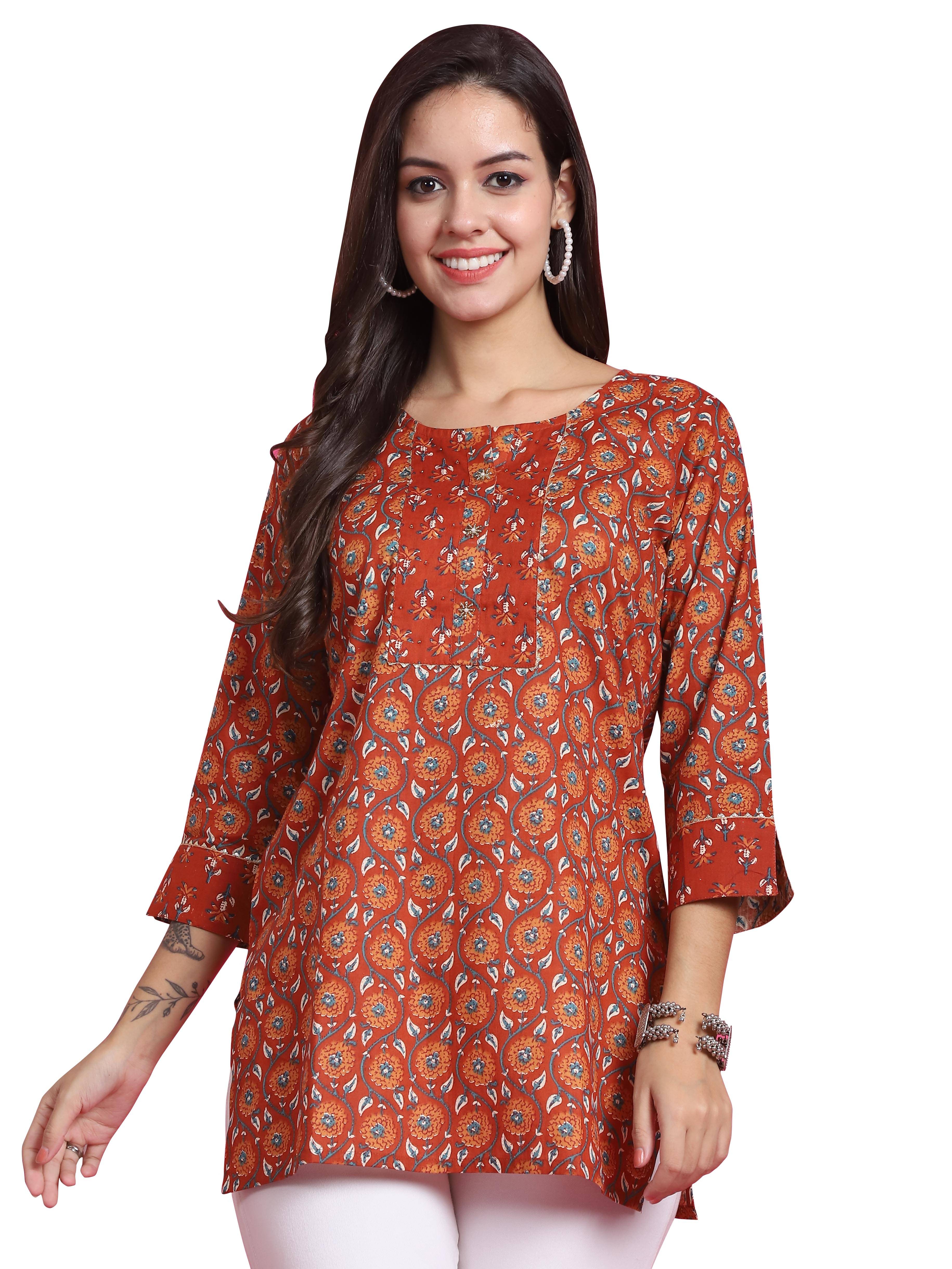 Cotton Short Kurti For Women (Pack of 1) Cotton Short Kurti For Women (Pack of 1)