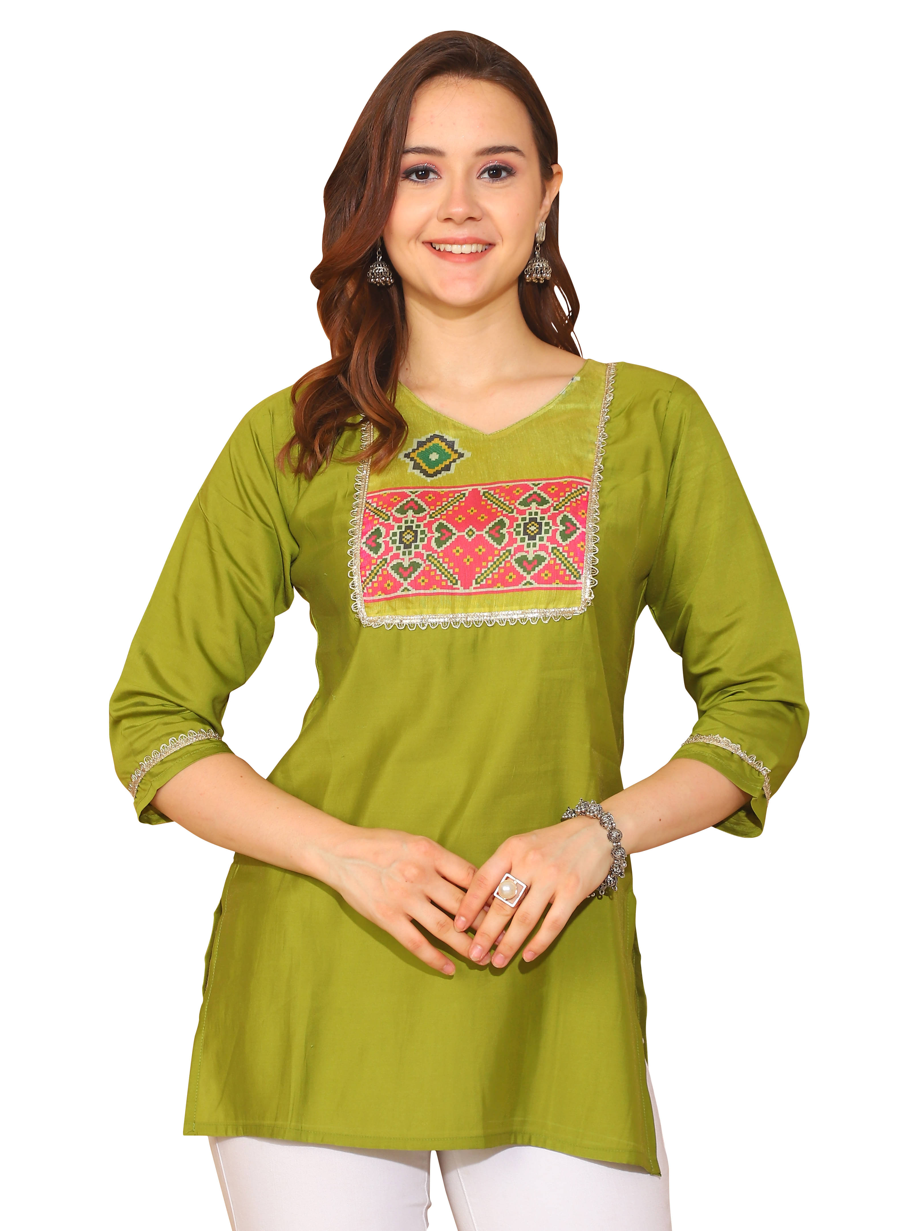 Silk Short Kurti For Women (Pack of 1) Silk Short Kurti For Women (Pack of 1)