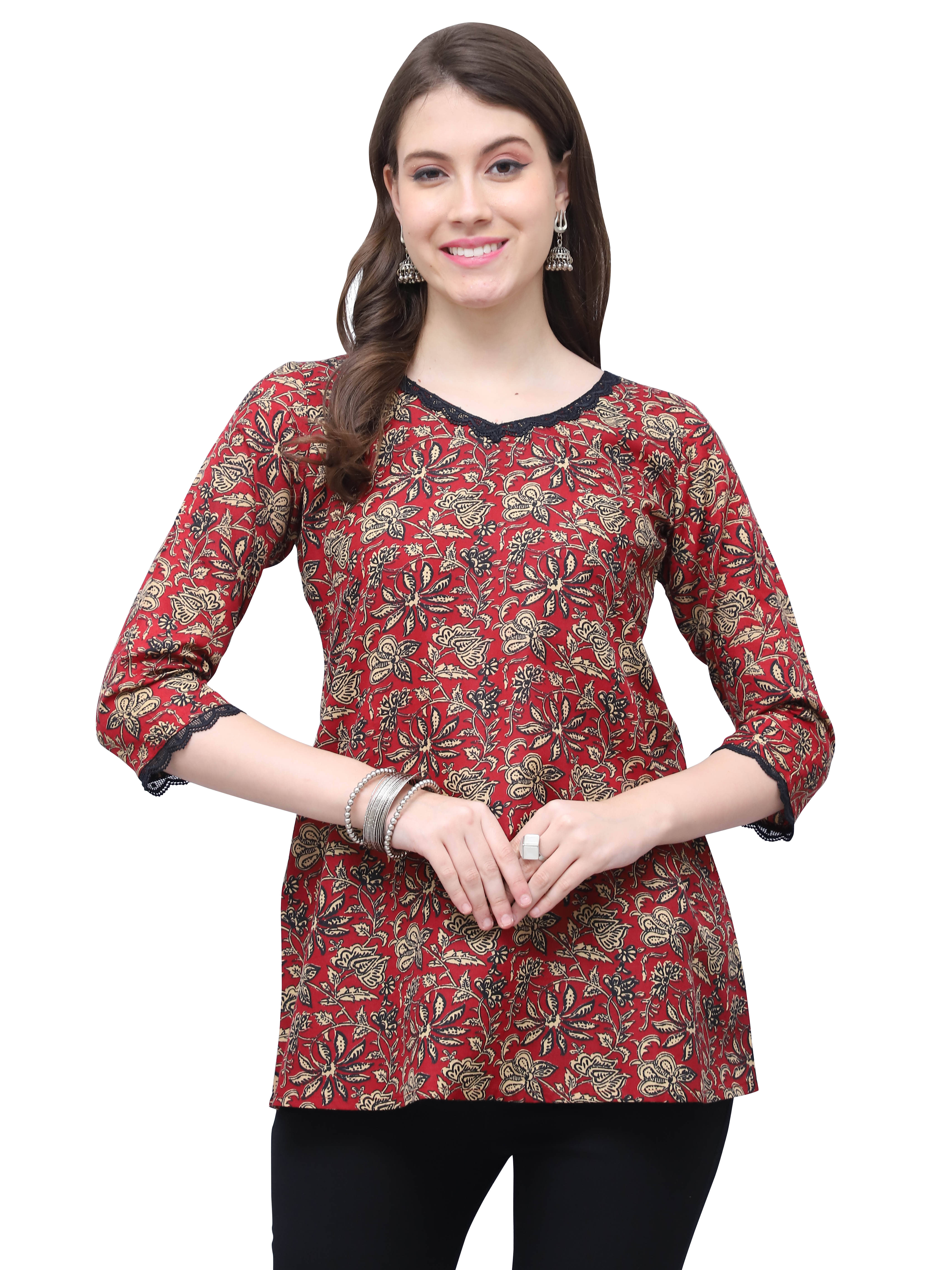 Cotton Blend Short Kurti For Women (Pack of 1) - Kurtis, Tunics | Buy online on ZillyBuy