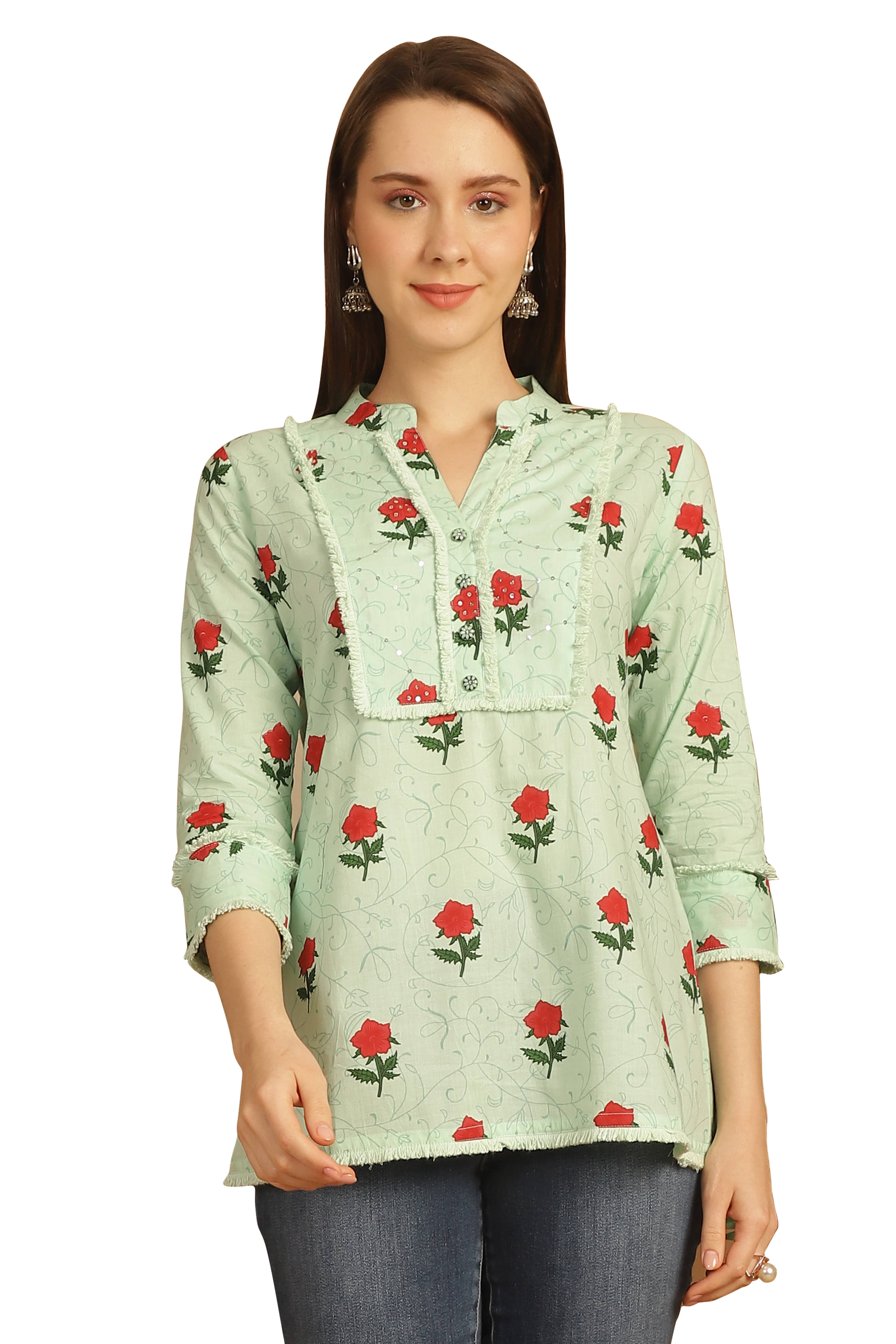Cotton Short Kurti For Women (Pack of 1) Cotton Short Kurti For Women (Pack of 1)