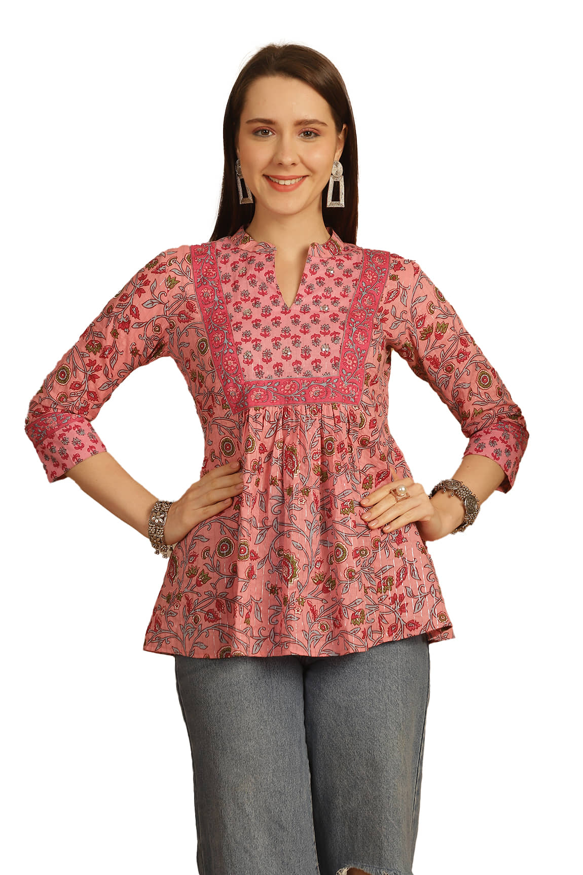 wonder weave Women's Cotton Regular Top ( Pink )