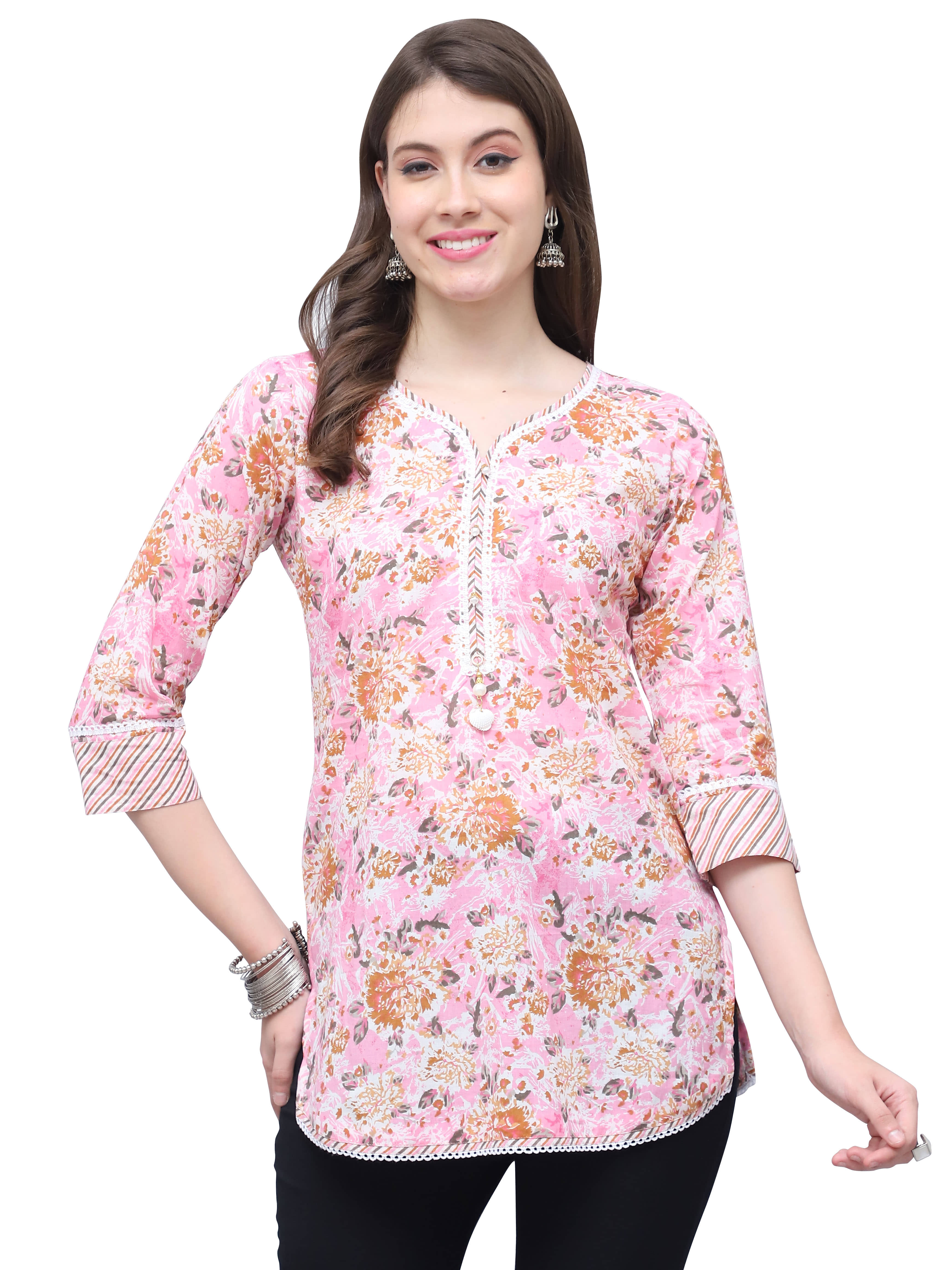 wonder weave Women's Cotton Tunic ( Pink )