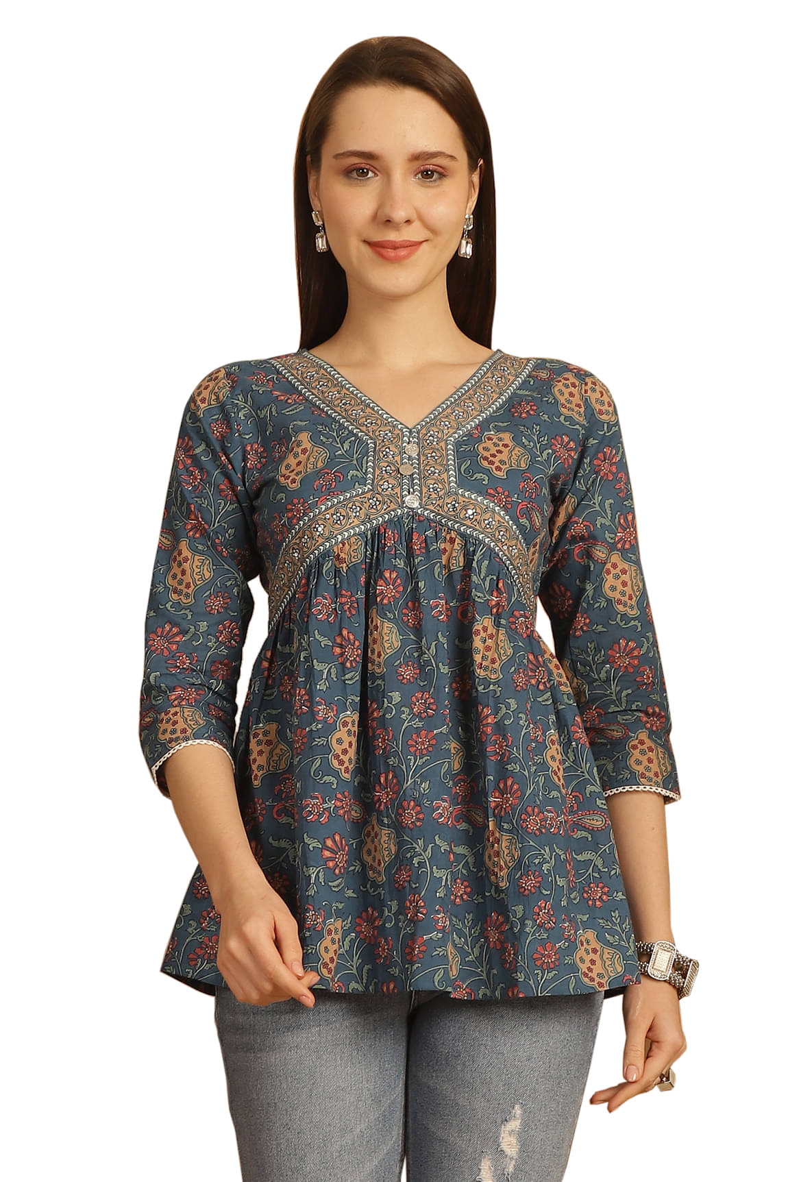 wonder weave Women's Cotton Regular Top ( Teal ) wonder weave Women's Cotton Regular Top ( Teal )