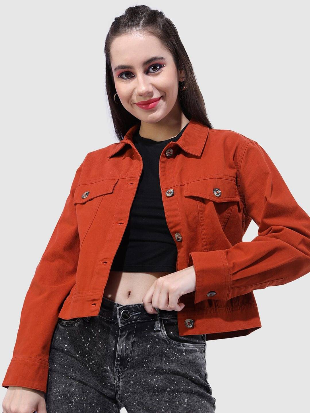 Freehand Women Denim Jacket ( Rust ) Freehand Women Denim Jacket ( Rust )