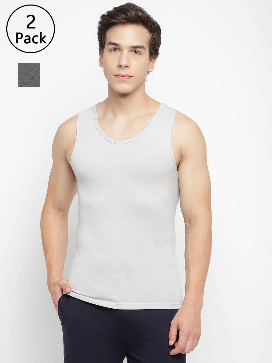     			La Intimo Pack of 2 Cotton Basic Vest For Men ( Multicolor )