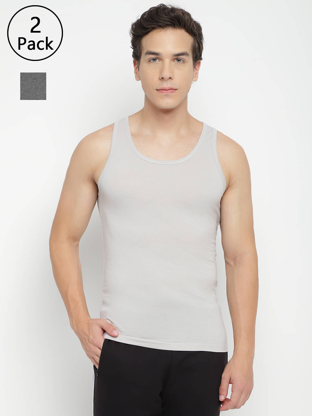 La Intimo Pack of 2 Cotton Basic Vest For Men ( Multicolor ) La Intimo Pack of 2 Cotton Basic Vest For Men ( Multicolor )