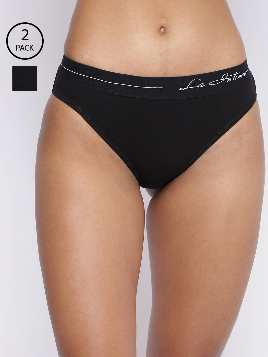 La Intimo Pack of 2 Cotton Lycra Briefs For Women ( Black ) La Intimo Pack of 2 Cotton Lycra Briefs For Women ( Black )