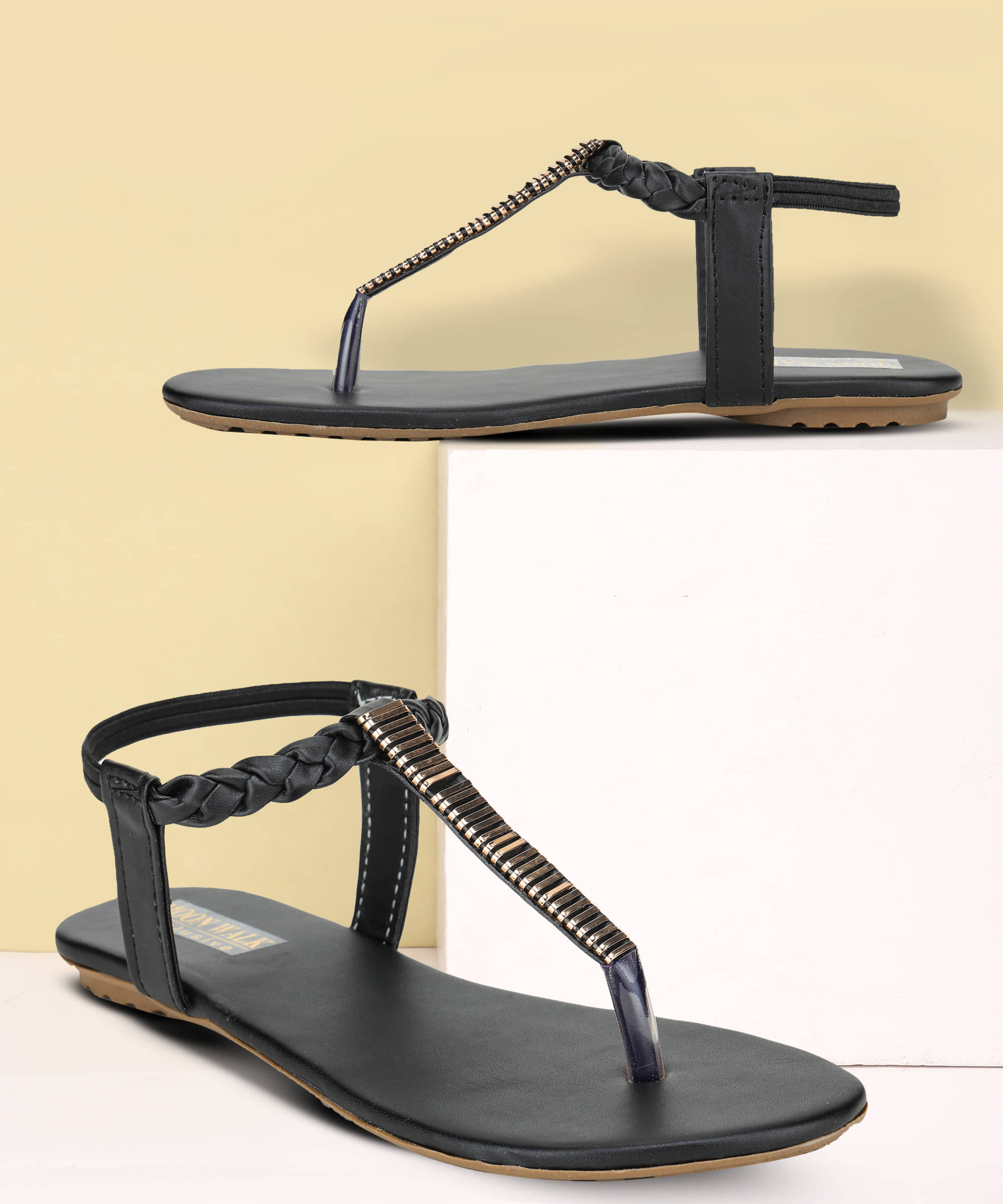     			Moonwalk Black Women's Flats