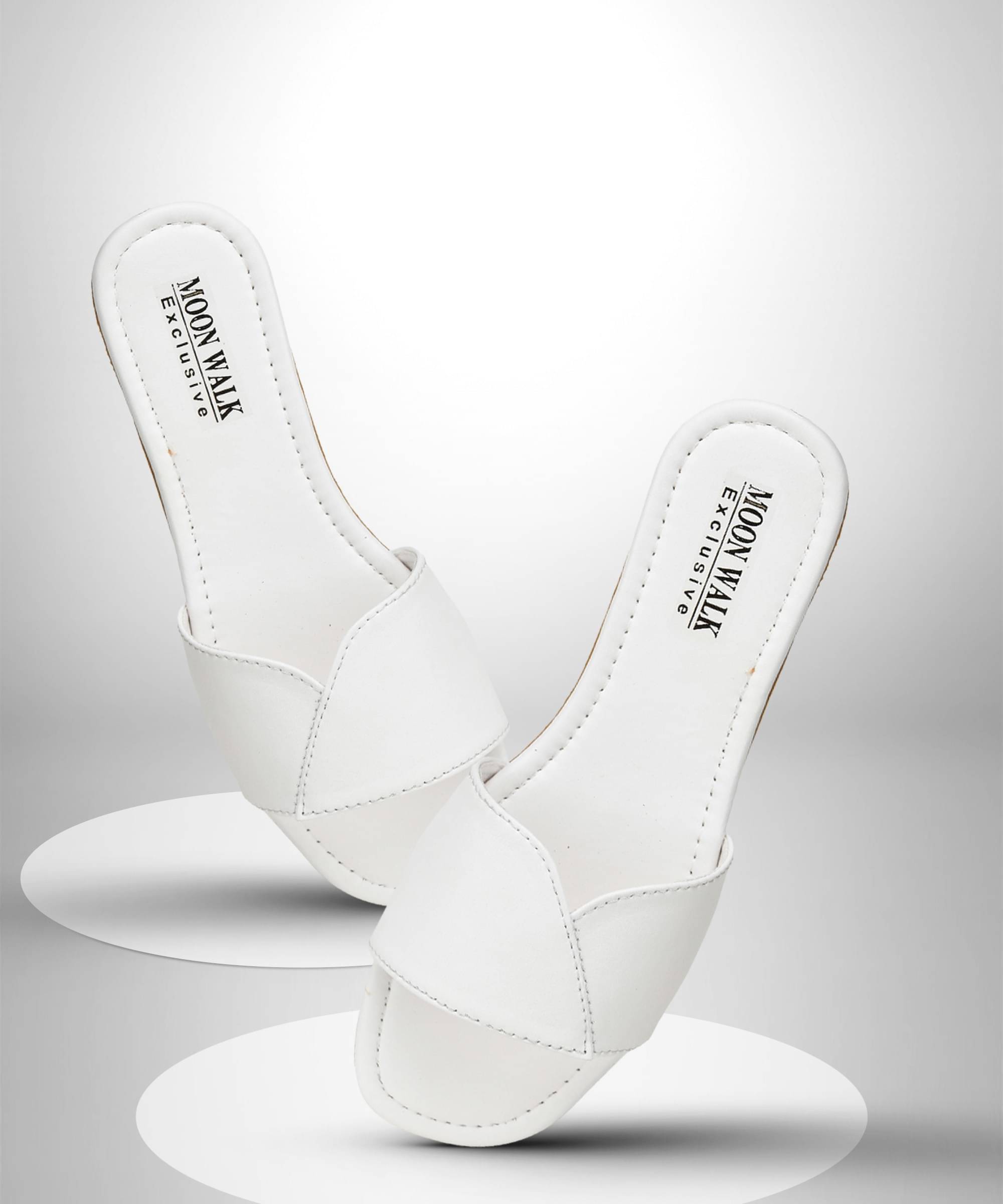     			Moonwalk White Women's Flats