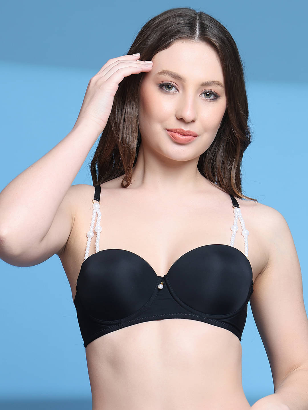 PrettyCat Pack of 1 Polyester Lightly Padded Balconette Bra For Women ( Black ) PrettyCat Pack of 1 Polyester Lightly Padded Balconette Bra For Women ( Black )