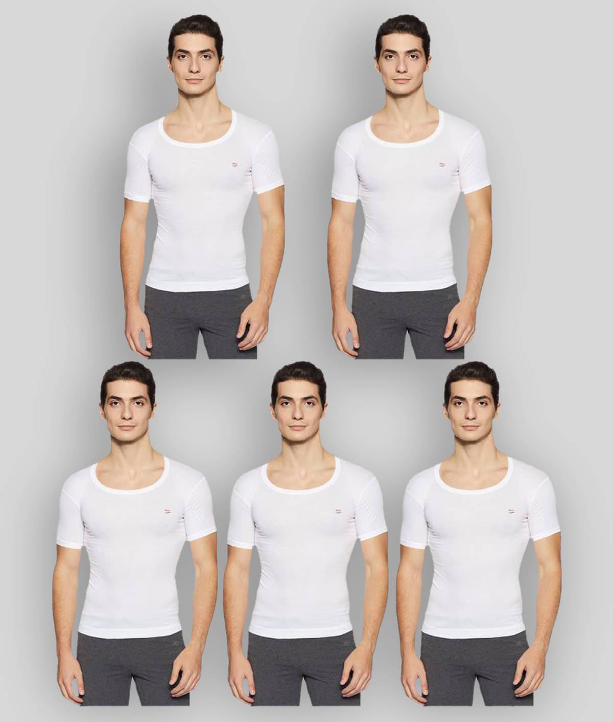 Rupa Frontline - White Cotton Men's Vest ( Pack of 5 )     			Rupa Frontline - White Cotton Men's Vest ( Pack of 5 )