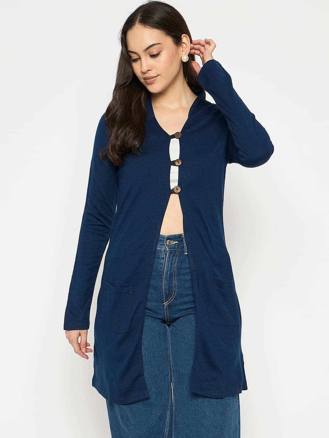     			VIAZAA Acrylic Women's Shrugs - Navy ( Single )