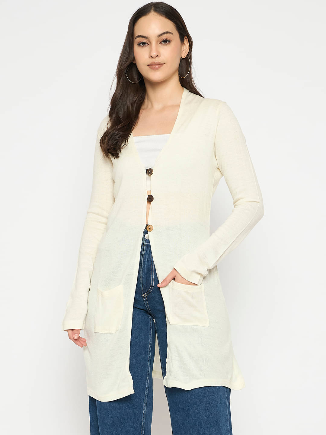     			VIAZAA Acrylic Women's Shrugs - Off White ( Single )