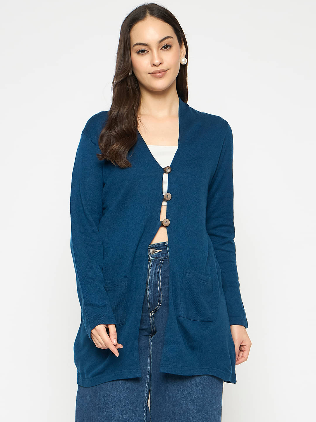     			VIAZAA Acrylic Women's Shrugs - Blue ( Single )