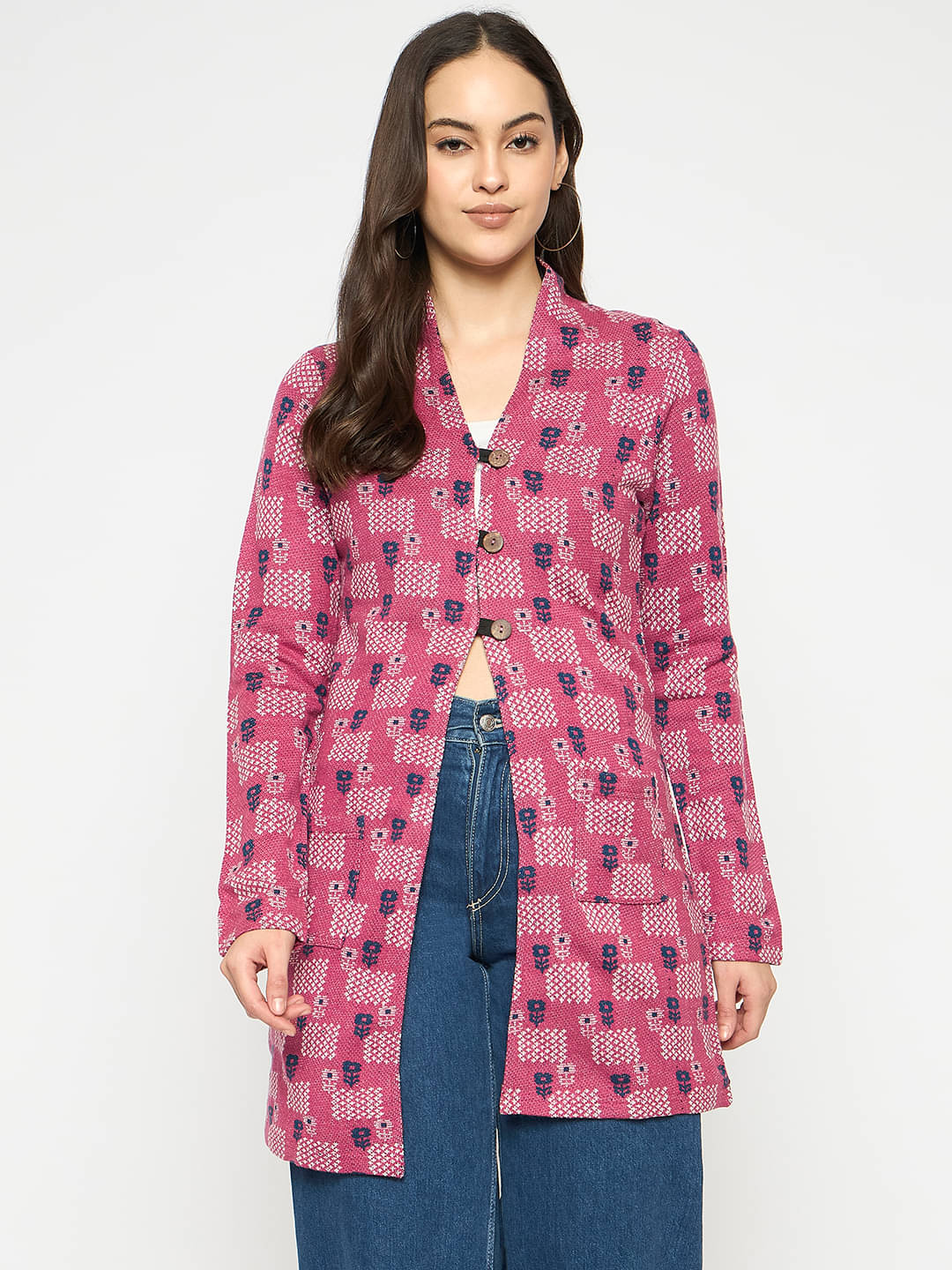     			VIAZAA Acrylic Women's Shrugs - Pink ( Single )
