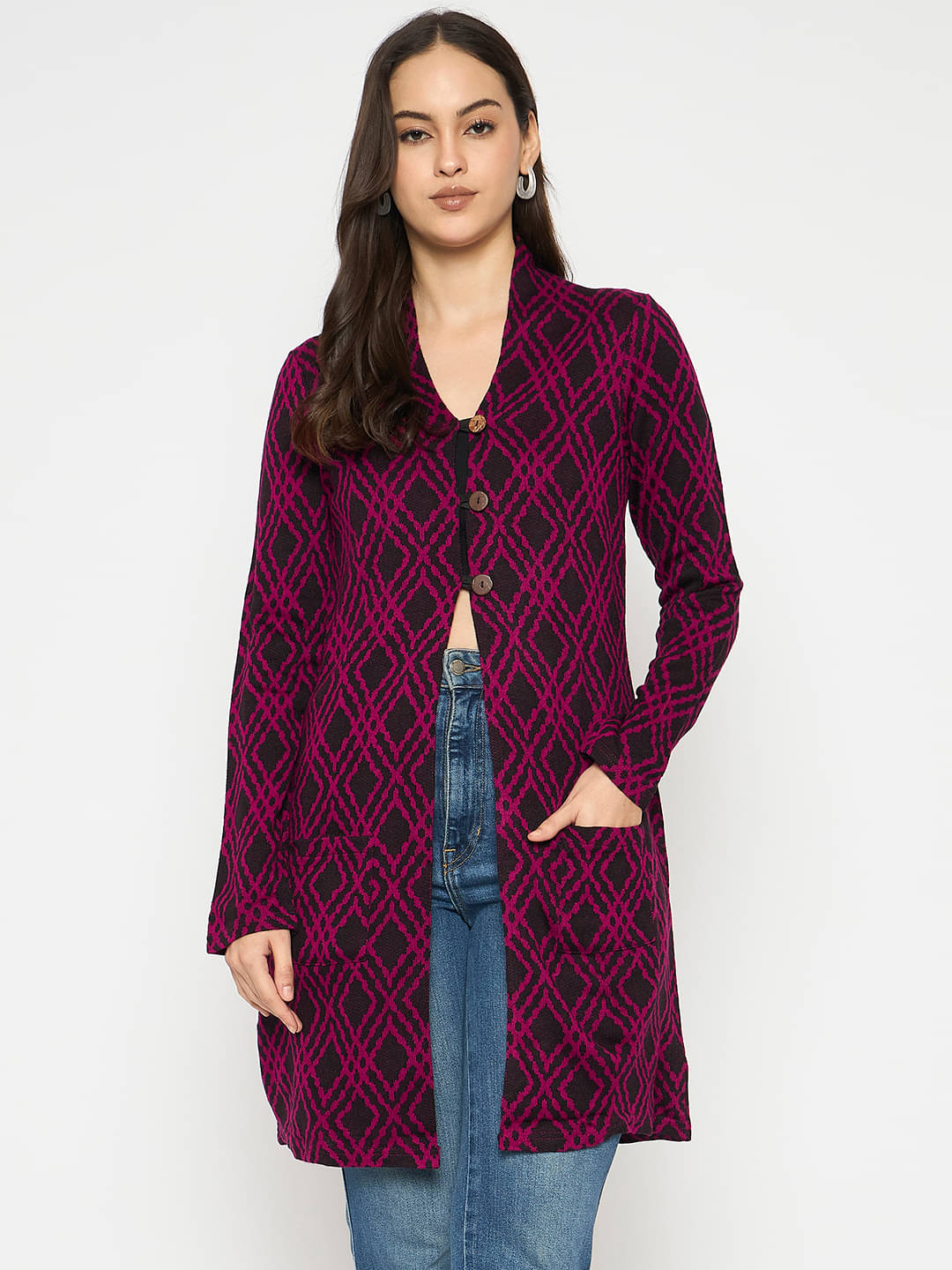     			VIAZAA Acrylic Women's Shrugs - Pink ( Single )