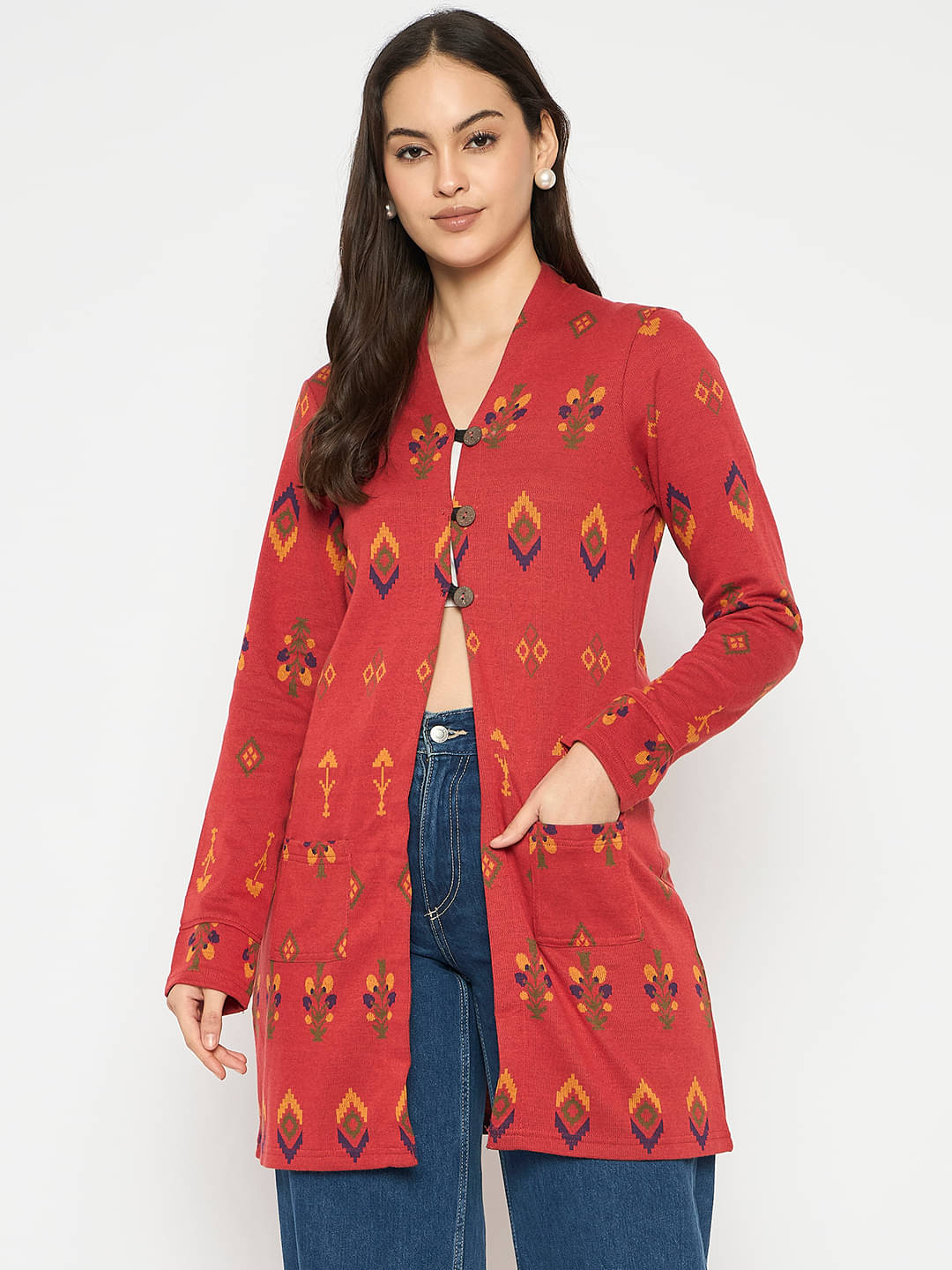     			VIAZAA Acrylic Women's Shrugs - Orange ( Single )