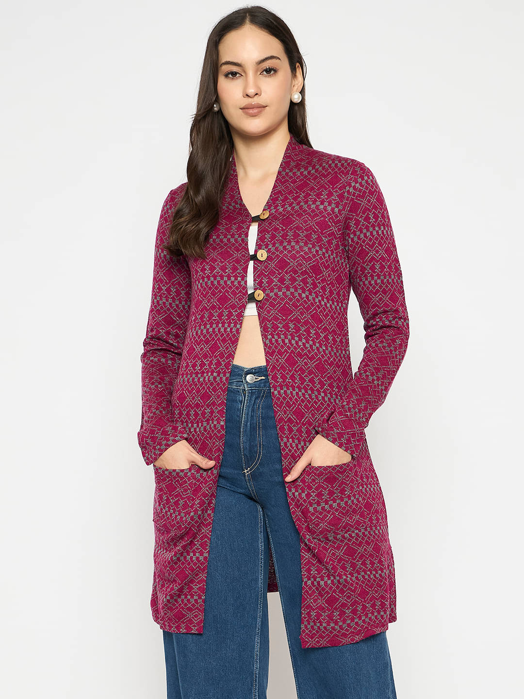     			VIAZAA Acrylic Women's Shrugs - Pink ( Single )