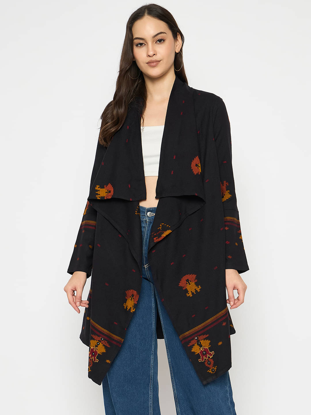     			VIAZAA Cotton Women's Shrugs - Black ( Single )