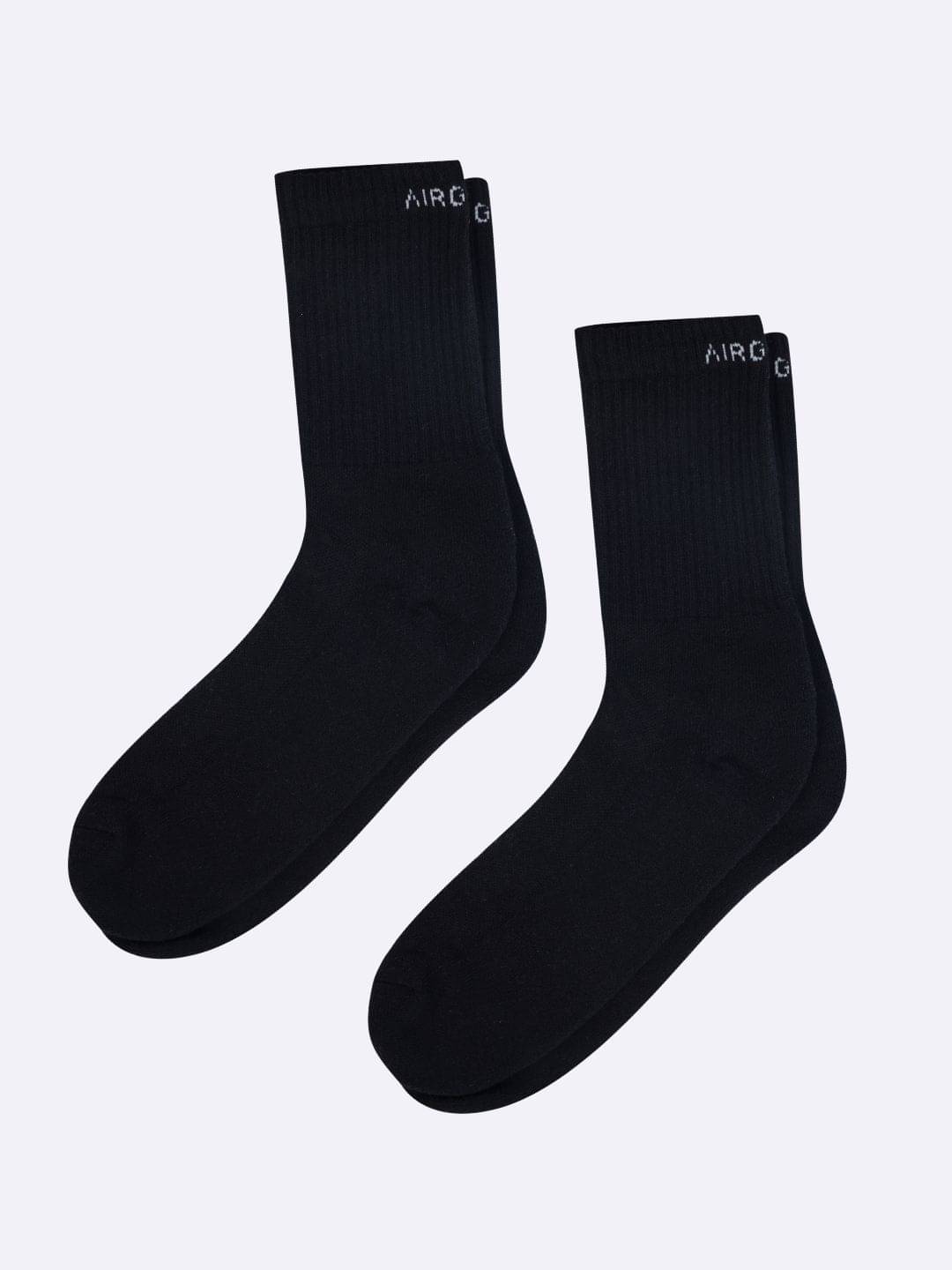     			AIR GARB Pack of 2 Men's Cotton Mid Length Socks ( Black )