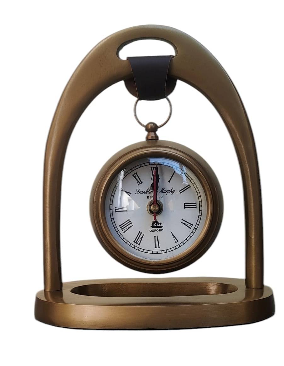     			ANTIQUE NAUTICAL CREATIONS Analog Brass Circular Table Clock - Pack of 1