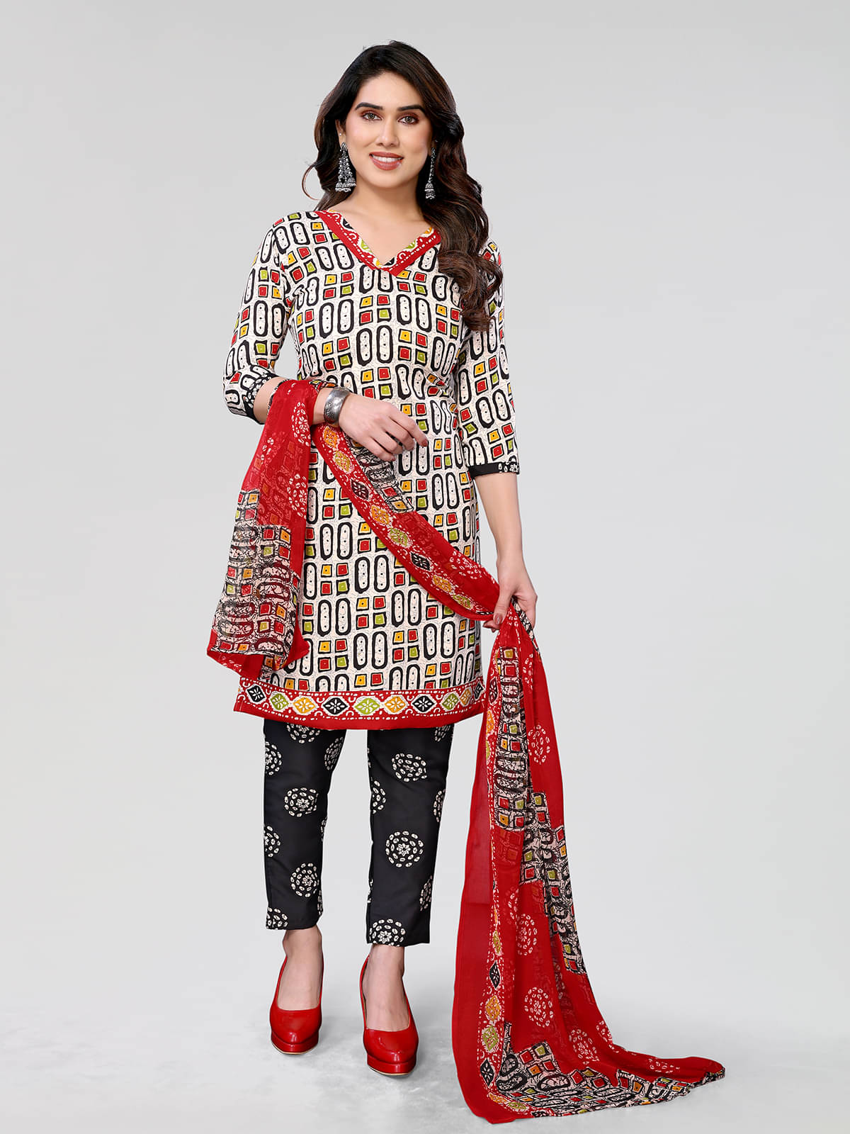     			Anand Unstitched Crepe Printed Dress Material - White ( Pack of 1 )