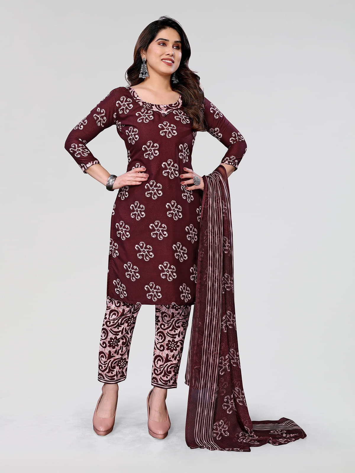 Anand Unstitched Crepe Printed Dress Material - Brown ( Pack of 1 ) Anand Unstitched Crepe Printed Dress Material - Brown ( Pack of 1 )