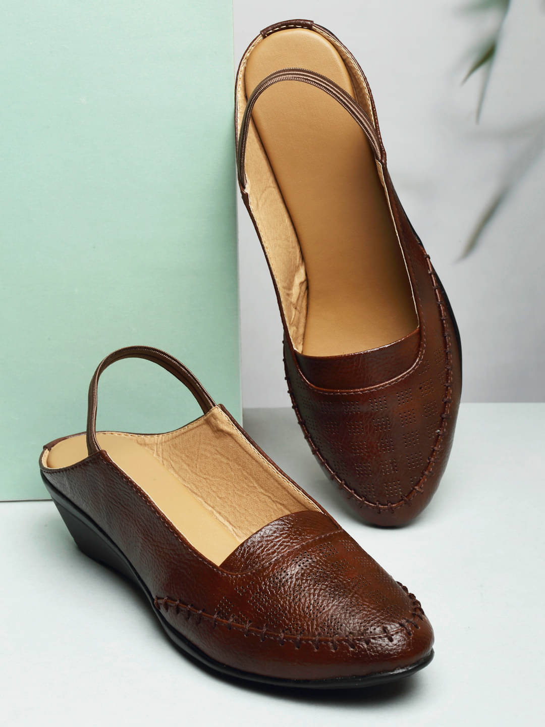     			Aroom Brown Women's Mules Heels