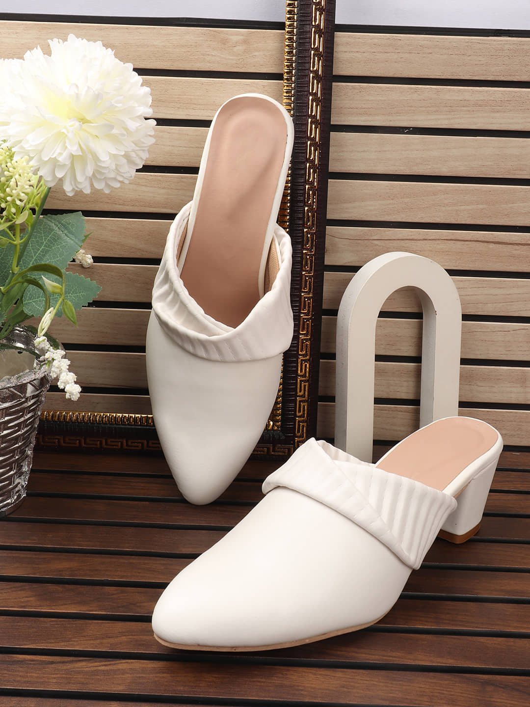 Aroom White Women's Mules Heels - Heels | Buy online on ZillyBuy