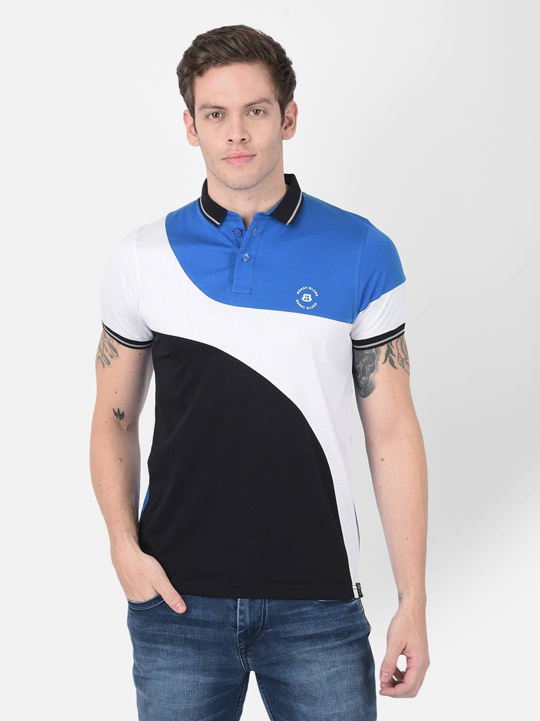     			BERRYBLUES 100% Cotton Regular Fit Solid Half Sleeves Men's V-Neck T-Shirt - Blue ( Pack of 1 )