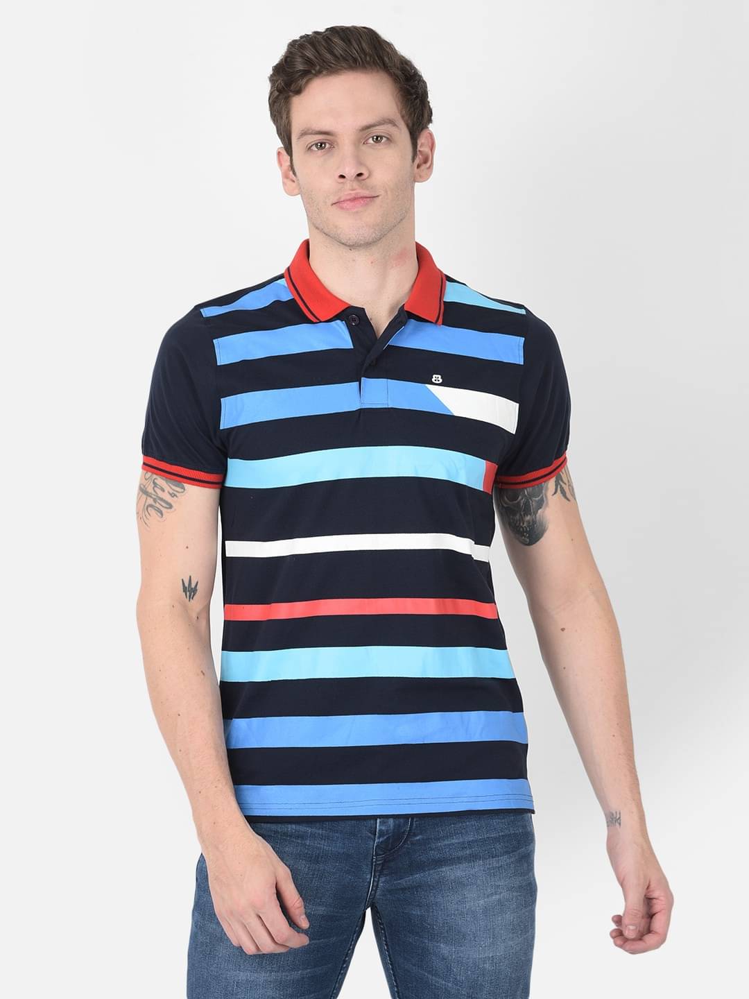     			BERRYBLUES 100% Cotton Regular Fit Printed Half Sleeves Men's V-Neck T-Shirt - Navy ( Pack of 1 )