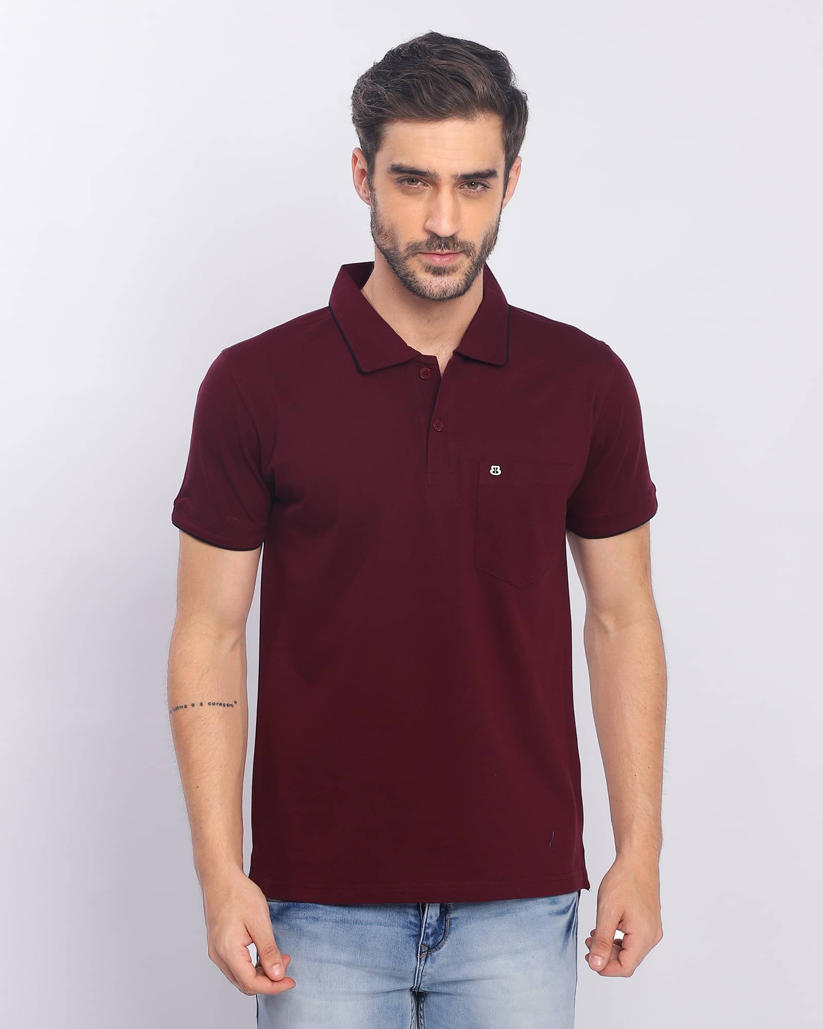     			BERRYBLUES 100% Cotton Regular Fit Solid Half Sleeves Men's V-Neck T-Shirt - Purple ( Pack of 1 )
