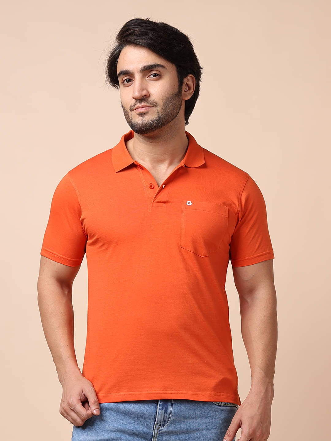     			BERRYBLUES 100% Cotton Regular Fit Solid Half Sleeves Men's V-Neck T-Shirt - Rust ( Pack of 1 )