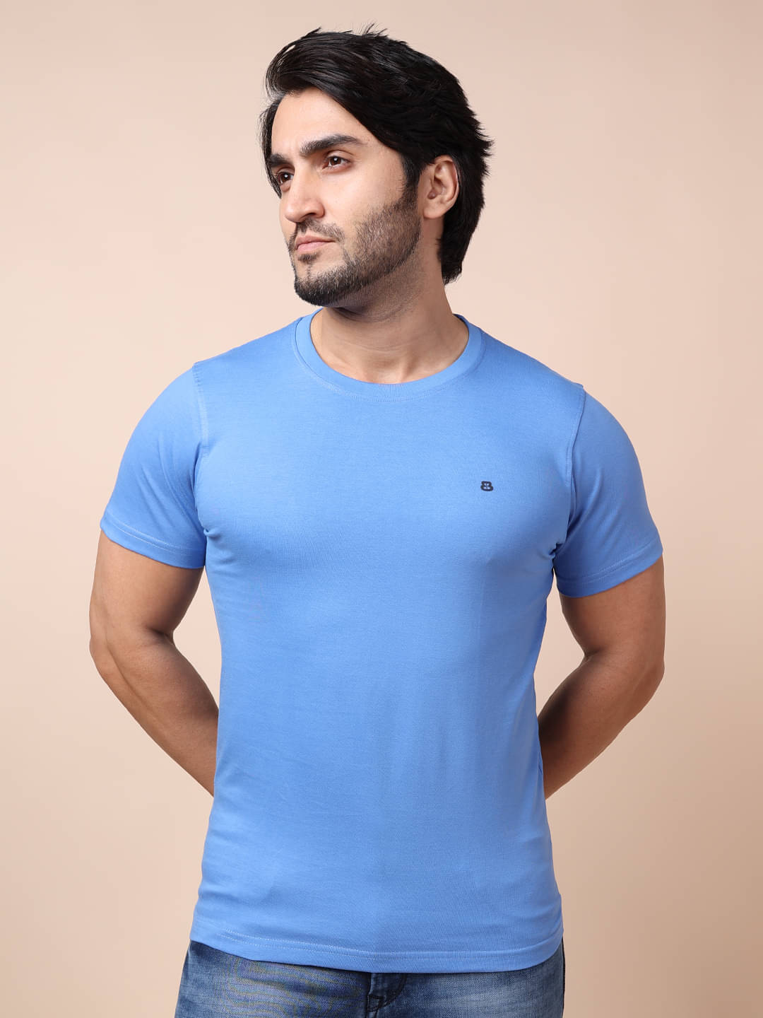 BERRYBLUES 100% Cotton Regular Fit Solid Half Sleeves Men's Round T-Shirt - Light Blue ( Pack of 1 ) BERRYBLUES 100% Cotton Regular Fit Solid Half Sleeves Men's Round T-Shirt - Light Blue ( Pack of 1 )